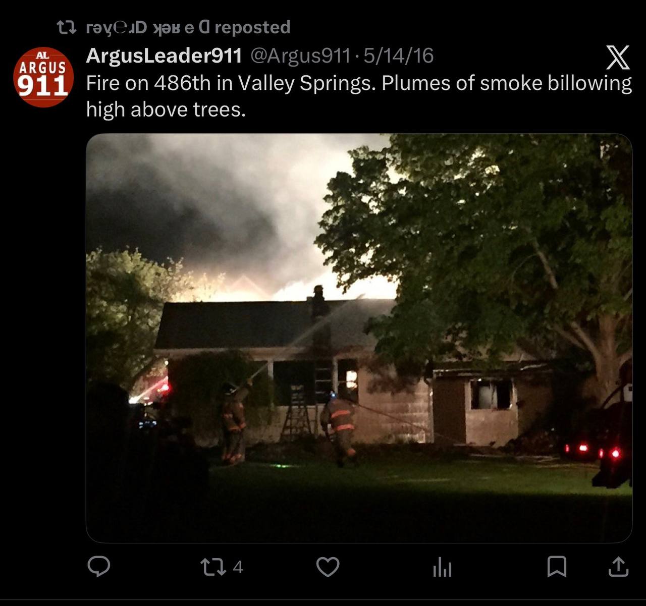 Firefighters battling Valley Springs house fire at night
